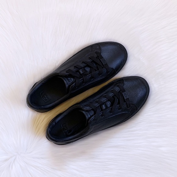 UGG Zilo Black Leather Sneakers - Picture 3 of 7